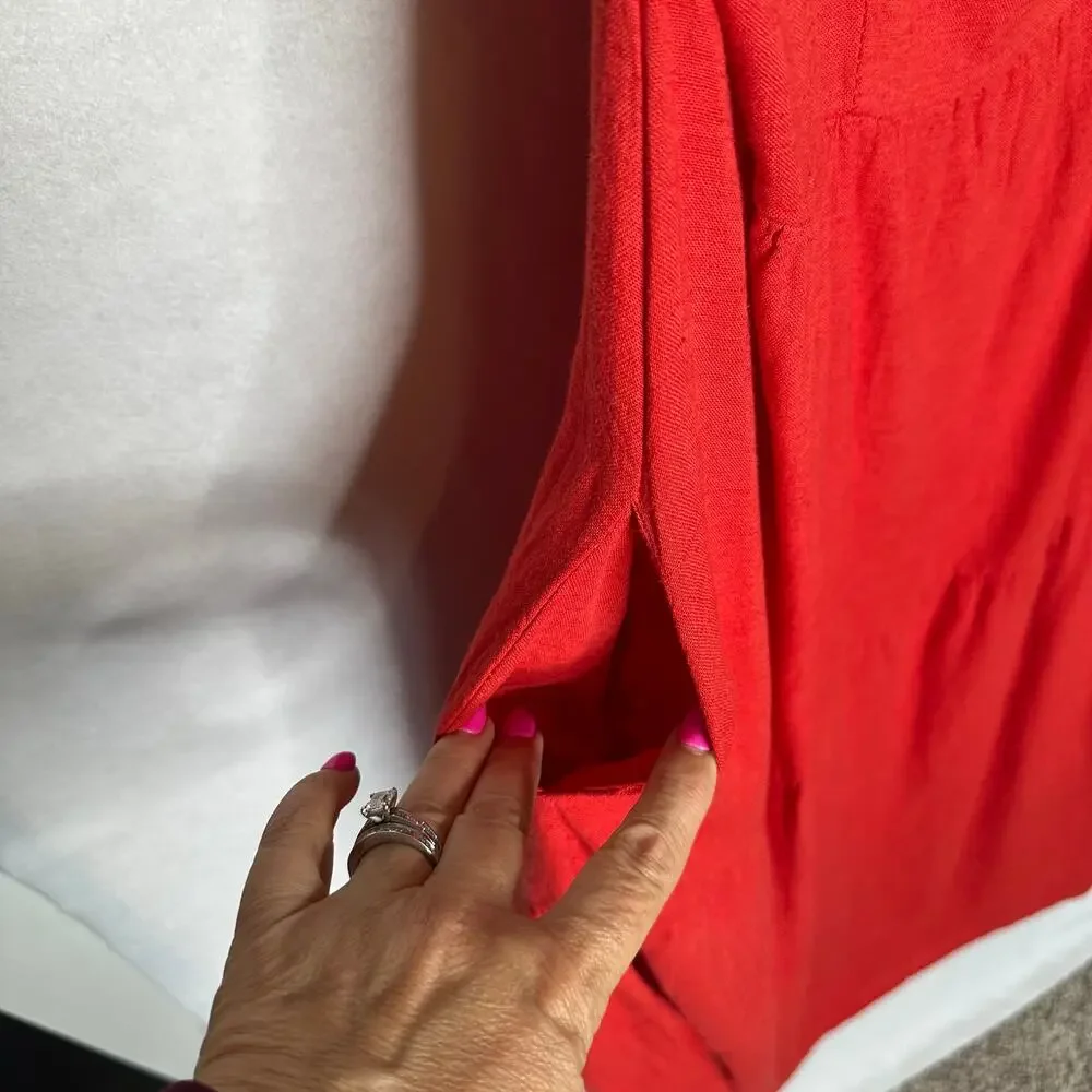 NWT Valentina Naldi Italian Red Linen Blend Crossback Sundress – Size L - Picture 7 of 11
